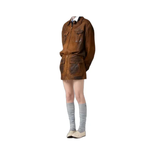 Waxed Suede Leather Mini-Skirt