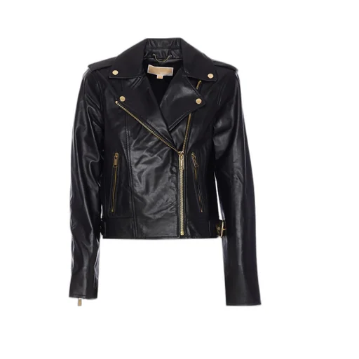 Leather Zip-Detail Moto Jacket