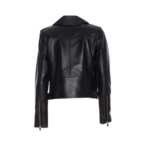 Leather Zip-Detail Moto Jacket