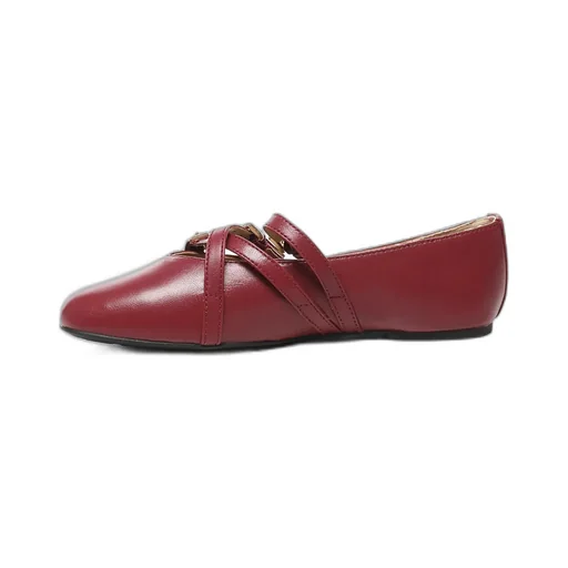 Buckled-Straps Ballet Flats