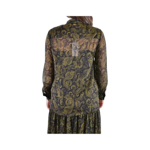 Metallic Paisley Print Tie-Front Georgette Blouse