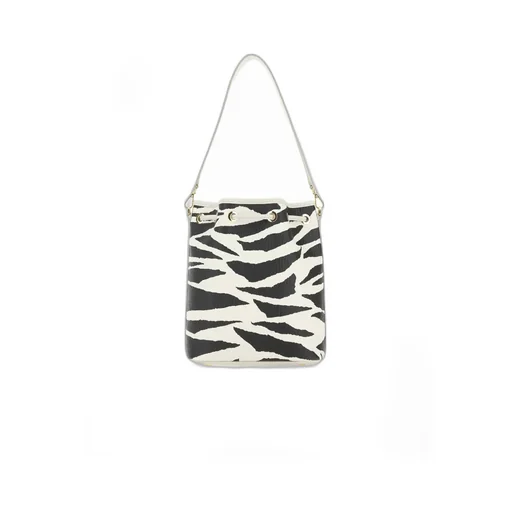 Zebra-Printed Ruched Tote Bag