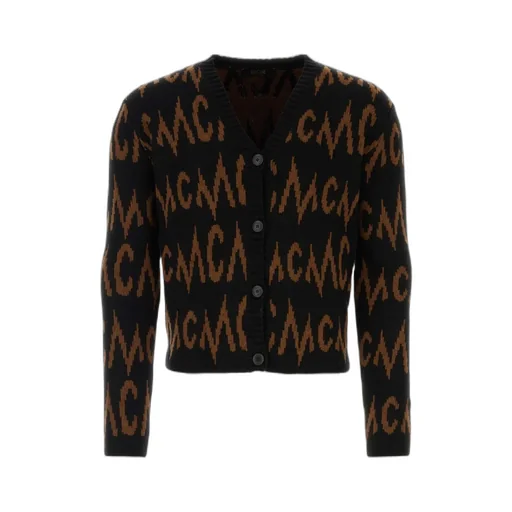 Monogrammed Intarsia Button-Up Cardigan