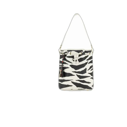 Zebra-Printed Ruched Tote Bag