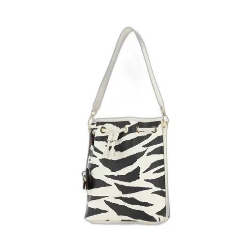 Zebra-Printed Ruched Tote Bag