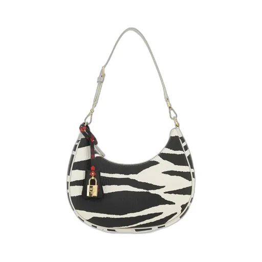 Zebra Printed Zipped Shoulder Bag