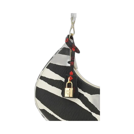 Zebra Printed Zipped Shoulder Bag