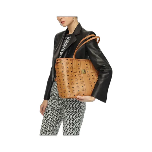 Liz Visetos Medium Double-Sided Logo Pattern Shopping Bag