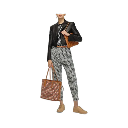 Liz Visetos Medium Double-Sided Logo Pattern Shopping Bag