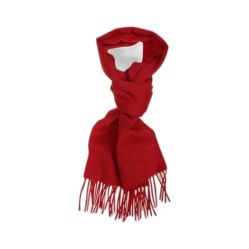 Logo Embroidered Fringed Edge Scarf