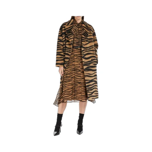 All-Over Printed Belted Long-Sleeved Dress
