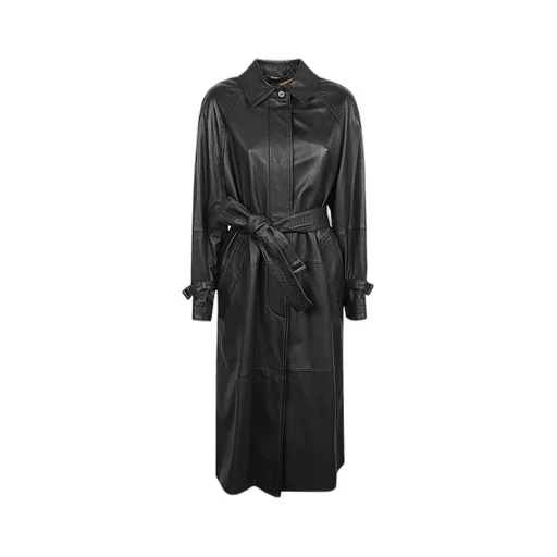 Bellico Belted Leather Trench Coat