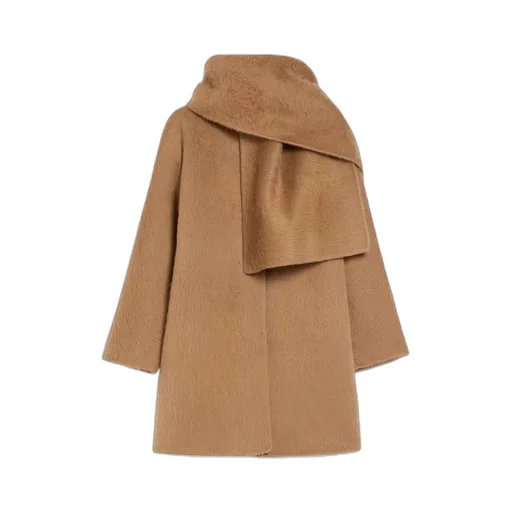 Alpaca Wool And Wool Coat With A Scarf
