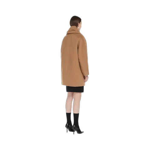 Alpaca Wool And Wool Coat With A Scarf
