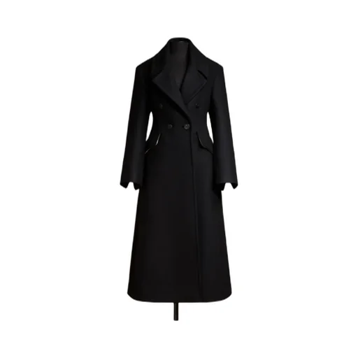 Double-Breasted Long-Sleeved Coat