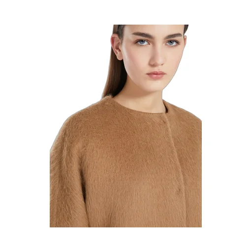 Alpaca Wool And Wool Coat With A Scarf