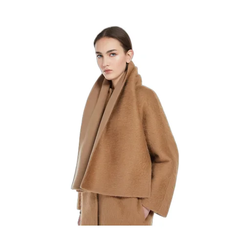 Alpaca Wool And Wool Coat With A Scarf
