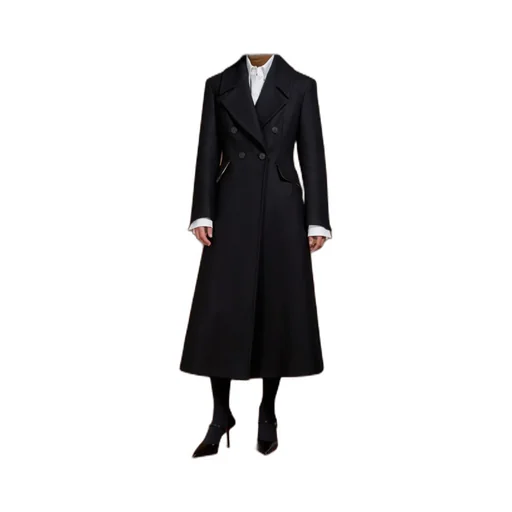 Double-Breasted Long-Sleeved Coat