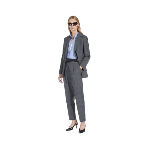 Checked Straight Leg Trousers
