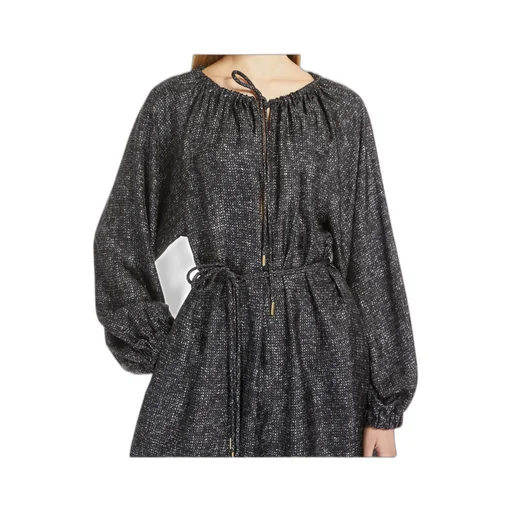 Tie Waist Drawstring Long-Sleeved Dress