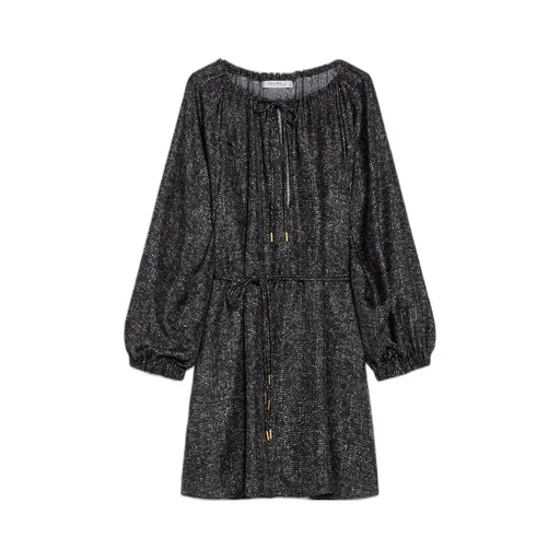 Tie Waist Drawstring Long-Sleeved Dress