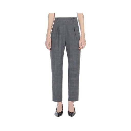 Checked Straight Leg Trousers