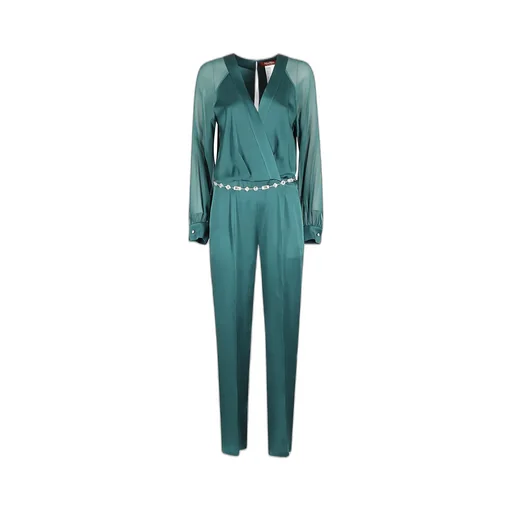Embellished Belted Long-Sleeved Jumpsuit