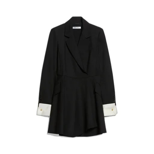 Pleated Long-Sleeved Blazer Dress