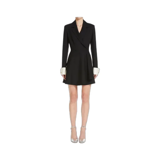 Pleated Long-Sleeved Blazer Dress