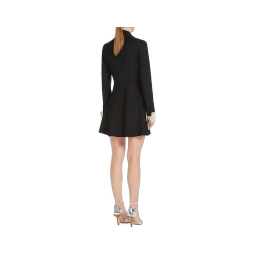 Pleated Long-Sleeved Blazer Dress
