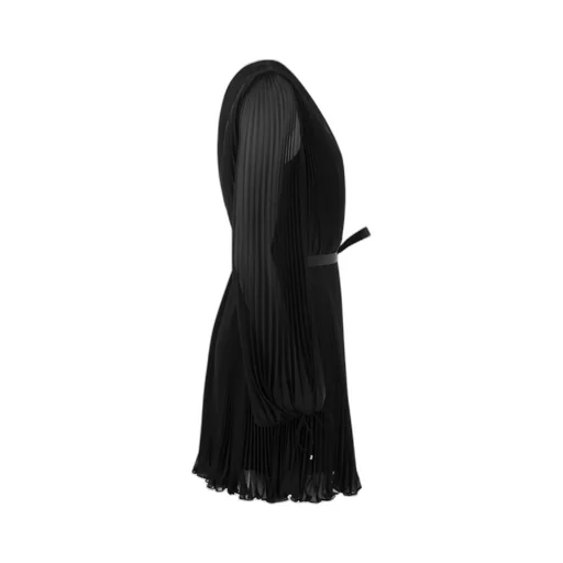 V-Neck Pleated Mini Dress