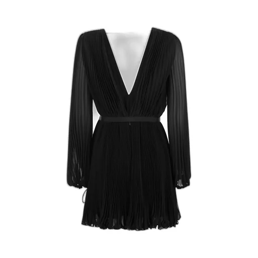 V-Neck Pleated Mini Dress