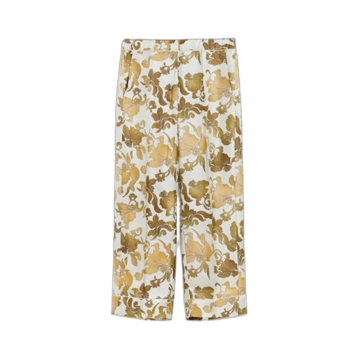 Floral Patterned Pleat Detailed Trousers