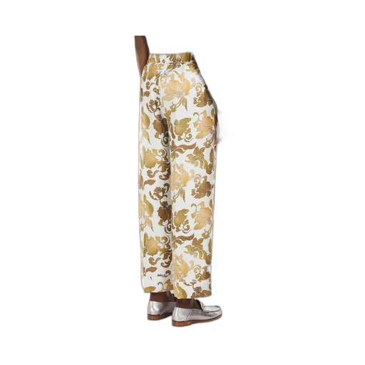 Floral Patterned Pleat Detailed Trousers