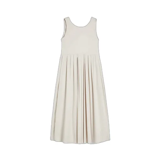 Pleated V-Back Sleeveless Dress