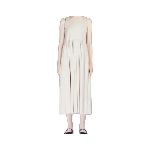 Pleated V-Back Sleeveless Dress