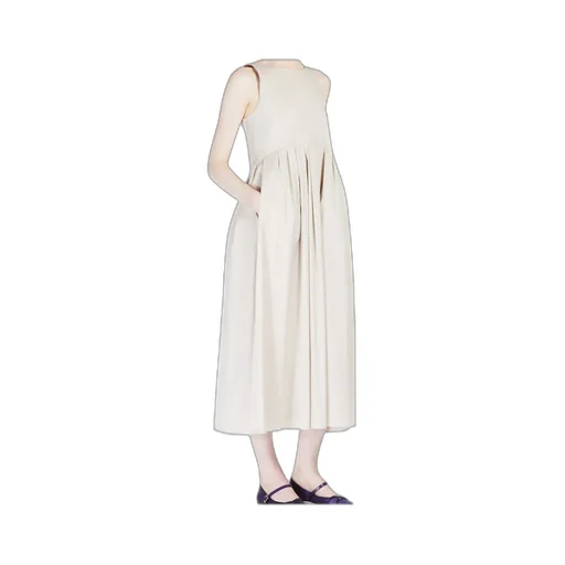 Pleated V-Back Sleeveless Dress