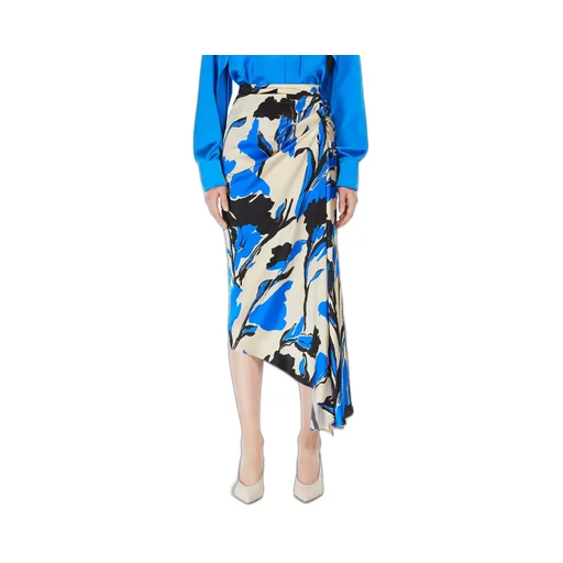 Asymmetrical Skirt In Printed Satin
