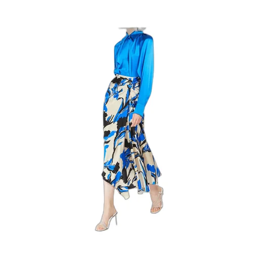 Asymmetrical Skirt In Printed Satin