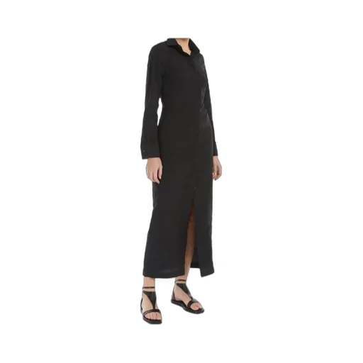 Button Detailed Long-Sleeved Dress