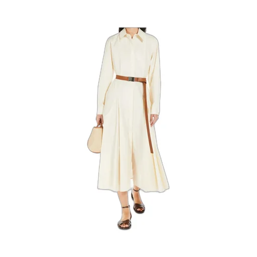 Belted Long-Sleeved Chemise Dress