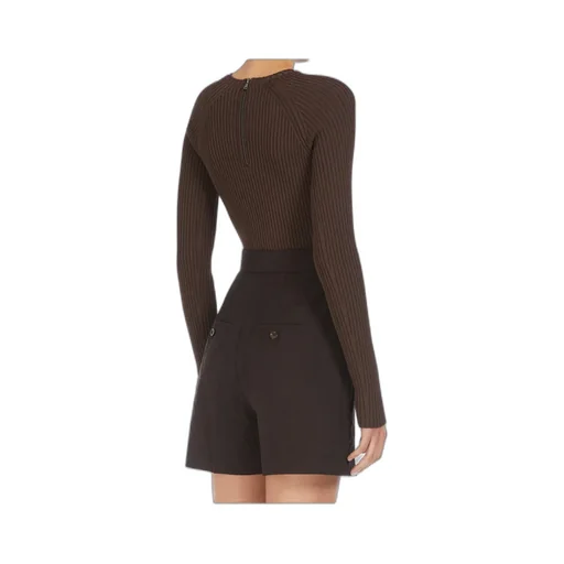 Cut-Out Ribbed Long-Sleeve Top