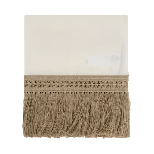 Logo Embroidered Fringed Scarf