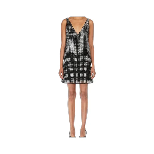 Short Dress In Organza And Sequins