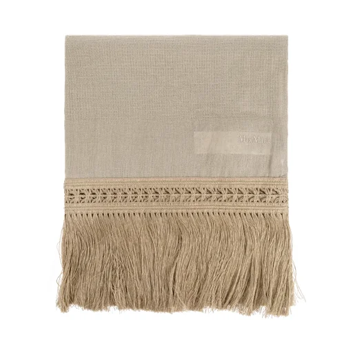 Logo Embroidered Fringed Scarf