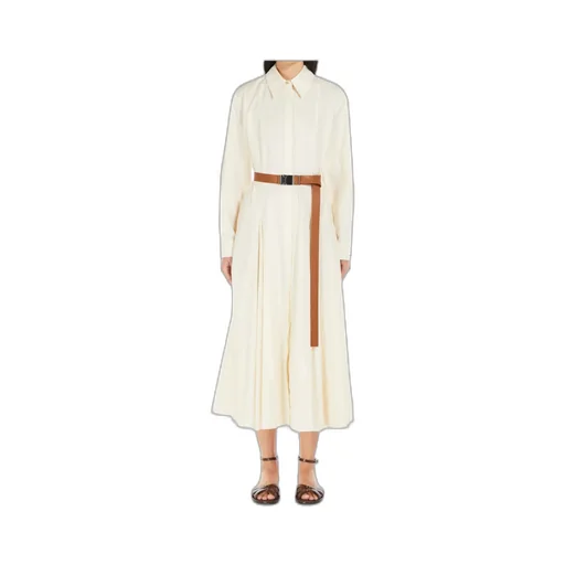 Belted Long-Sleeved Chemise Dress