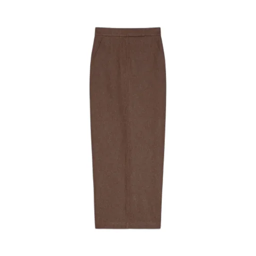 Button Detailed Back Slit Skirt