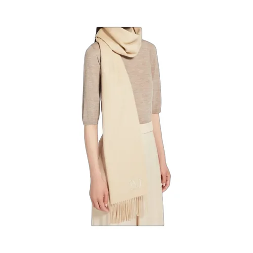 Logo Embroidered Fringed Edge Scarf