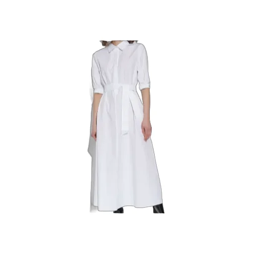 Button Detailed Belted Midi Shirt Dress