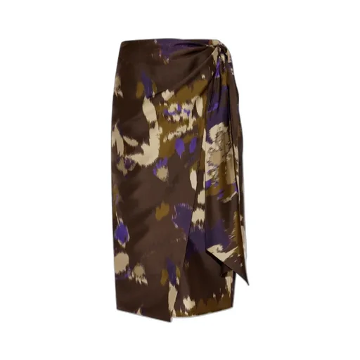 Graphic Printed Twist-Detailed Skirt